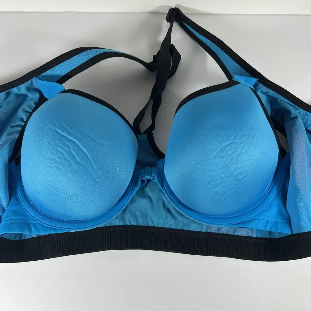 Victorias Secret Sport Bra Womens Size 34C Zip VSX Front Purple Blue Gym Workout